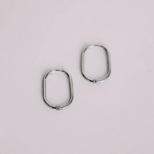 Load image into Gallery viewer, Oval Silver Hoops - Simple Everyday Classics