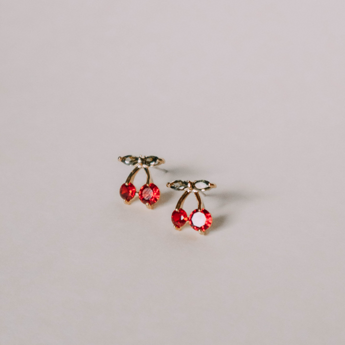 cherry stud earrings
