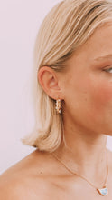 Load image into Gallery viewer, Clare Pearl Hoops (18k gold filled)
