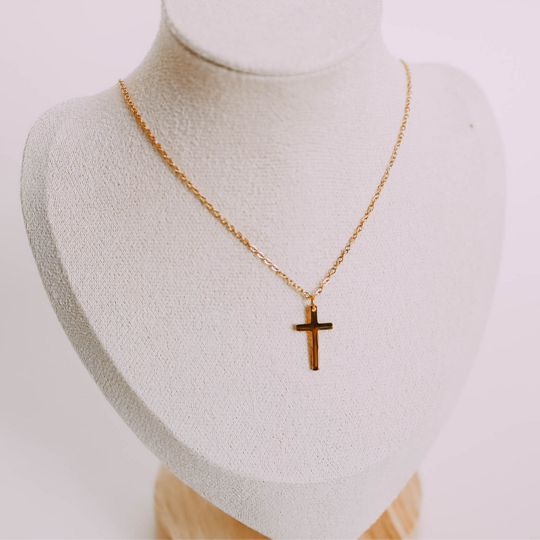 Solid Cross Necklace - Gold