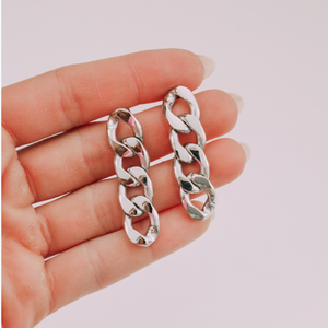 Rome Chain Statement Earrings - Silver