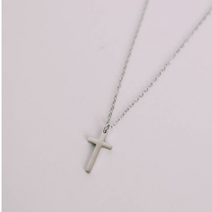 Solid Cross Necklace - Silver