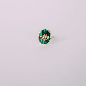 Green Stripe Bee Ring