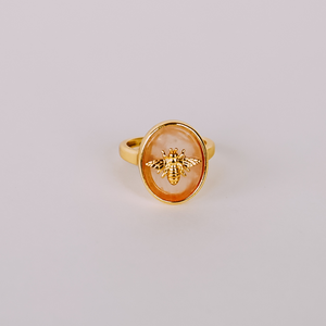 Pink Stone Bee Ring