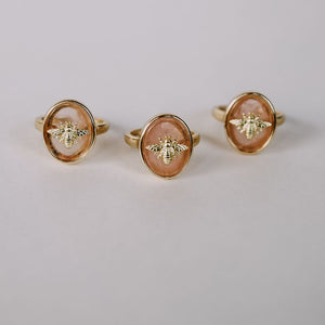 Pink Stone Bee Ring