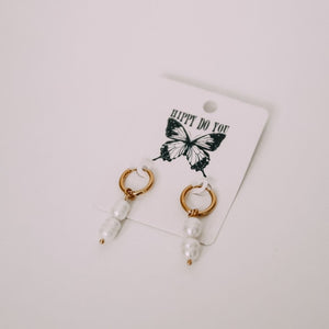 Mini Pearl Hoop Earrings (18k gold filled)