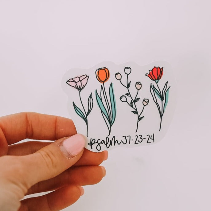 Psalm 37:23-24 Sticker